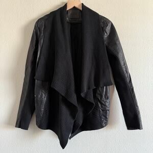 BLANKNYC Black Faux Leather Knit Jacket - Large - Winter Layers Grunge Alt Emo